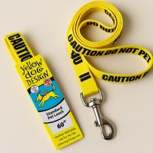 DESIGNER 🐾🚫 CAUTION DO NOT PET Dog Leash Yellow Tape Thick Nylon NWT